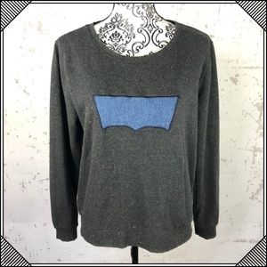 * Levis Logo Sweater * Pullover Grey Embroidered *